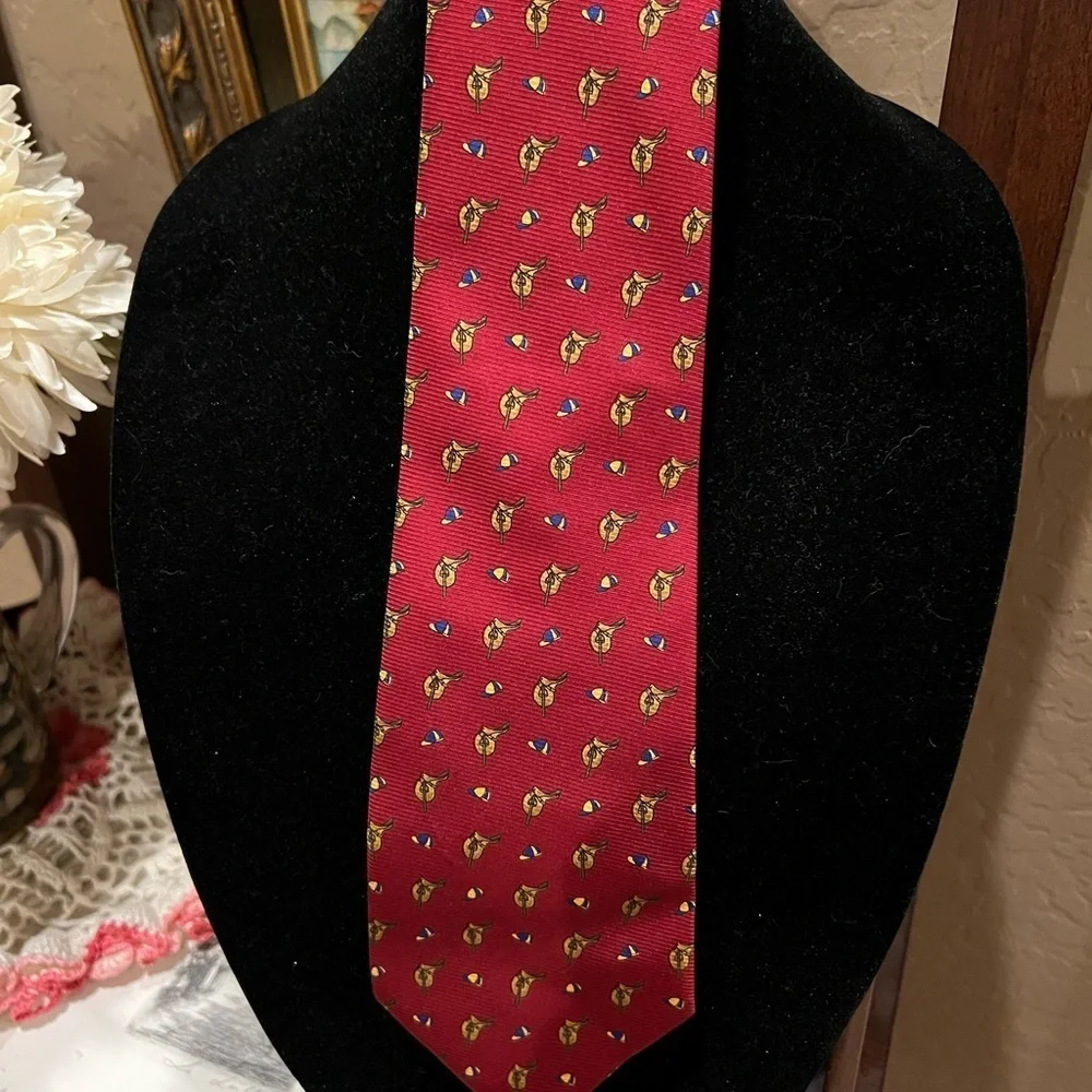 Lauren - Ralph Lauren - 100% Silk Red Necktie Tie Neck Tie - Red